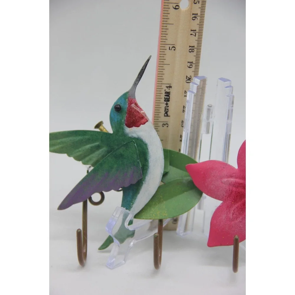 Hummingbird Flower Wall Mounted Key Holder Hooks 7.5